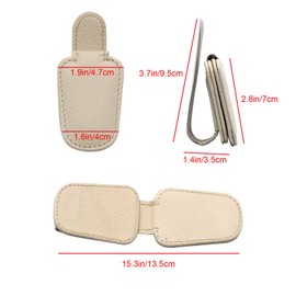 JYMAOYI 2 Pack Magnetic Leather Car Visor Sunglass Holder (Beige)