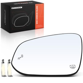 A-Premium Left Driver Side Heated Mirror Glass with Backing Plate - Compatible with Toyota Highlander 2014-2019 - Exterior Side View Flat Mirror with Blind Spot Detection