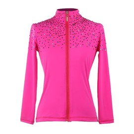 JoyCan Girl's Ice Figure Skating Training Suit with Colorful Diamond Plush Premium Skating Training Clothes for Young Skaters, Rose Red, 6-8 years