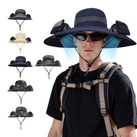 Rayzonic Solar Fan Hat, Double Fan Hat, Large Airflow, Fishing Hat, USB Charging, Supports USB Charging, 3 Levels of Air Flow Adjustment, 4.7 inches (12 cm) Brim, Sun Protection, Breathable Mesh Hat