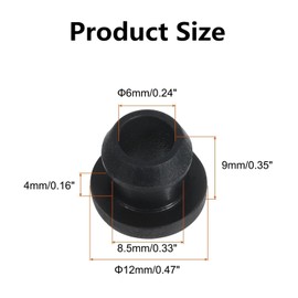 10Pcs Snap Rubber Grommet Hole Plug Mount Dia 6.5mm ID 4mm H 9mm Seal Anti-Scratch for Electrical Box Cable Pipe Black (6mm)
