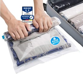 SilverRack Vakuumbeutel Set Reise [8 Stück] in Größe (35x50 cm) - Travel Vakuumbeutel für Kleidung zum Rollen - Vakuum Kleiderbeutel - Kleider Vakuumierbeutel als Backpacker Vacuum Bags