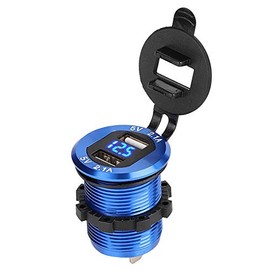 Cargador USB para Moto 12 24V con Voltímetro LEDEnchufe para Cigarrillo Resistente al Agua Antipolvo Protección contra Sobrecarga Ideal para Viajes...
