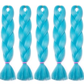 Braiding Hair Extension Synethtic Fiber African Twist Braids Hair Extensions Hairpieces 100g/pcs, 5pcs, Sky Blue