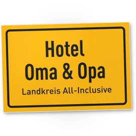 DankeDir! Hotel Oma & Opa - 30 x 20 cm Schild - Großeltern Geburtstag Glückwunschkarte Großmutter Karte Enkel Geschenkidee - Partydeko Geburtstagsgeschenk Muttertag Deko Geschenk
