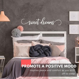 My Vinyl Story - Sweet Dreams Wall Decal - Bedroom Sticker Quote, Love Vinyl Art Decor, Words and Sayings for Over The Bed, Nursery, Love Kids Room - Removable (White, 48x9 inches)