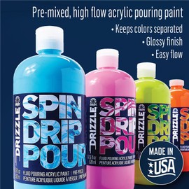 FolkArt, Cloud 9 17.6 fl oz High Gloss Finish, 50381 Drizzle Premium Pre-Mixed Acrylic Fluid Pouring Paint in Assorted Colors, Perfect for Indoor and Outdoor Arts and Crafts Projects