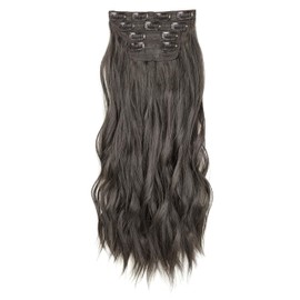 Xtrend 16 Inch Dark Brown 11 Clips Synthetic Hair Extensions 4 Pieces Thick Curly Synthetic Hair Extensions 16 Inch 4 Pieces