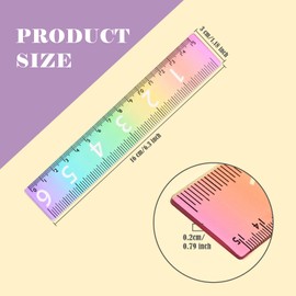 BAYTORY 6Pcs 6inch/15cm Acrylic Straight Rulers, Transparent Gradient Color Rulers, Shatterproof Rainbow Color Measure Stationery with Centimeters, for School Classroom Student (6inch/15cm)