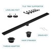 Bernkot Linear Shower Drain 42", Matte Black Floor Drain with