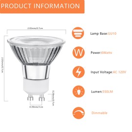 LED GU10 Range Hood Light Bulbs, LED Stove Appliance Light Bulb, Kitchen Light Replacement Halogen Light Bulb, 50W Equivalent, Warm White 3000K, 6W 550 Lm, Dimmable,Waterproof IP65 Pack of 2