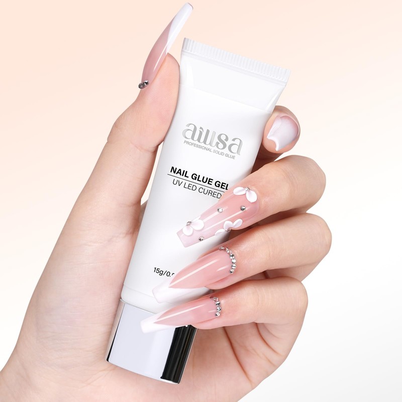 AILLSA Solid Gel Nail Glue for Nail Tips Strong Nail