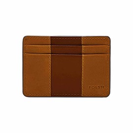 Fossil Men's Everett Leather Slim Minimalist Card Case Front Pocket Wallet, Brown, (Model: ML4398210)