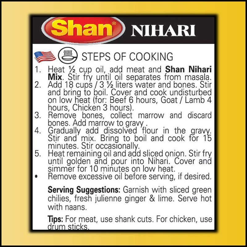 Shan - Nihari Masala Seasoning Mix (60g) - Spice Packets