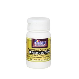 TruColor Liquid Shine 100-Percent-Natural Metallic Deep Gold ("24 Karat Gold") Food Color Paint 42.5 Grams