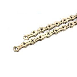 SwishTi X11SL 11 Speed Road MTB Bicycle Bike Chains Hollow-Pin Ultralight DLC 116-Links for Shimano/Sram/KMC use (Gold)