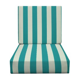 RSH DECOR: Deep Seating Foam Cushion Set | 23” x 26” Seat | All-Weather Spun Fabric | Water and Fade-Resistant | Outdoor Chair Cushion Set for Patio Furniture | Cancun & White Stripe
