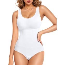 Gotoly Shapewear Women's Tummy Control Strong Shaping Body Shaper High Elasticity Shaping Bodice Body Seamless Shaping Bodysuits Waist Cincher Sculpting Bodysuit, White