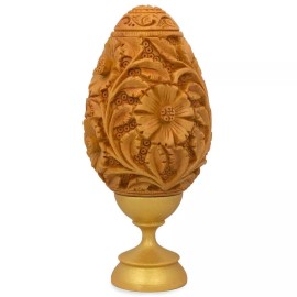 BESTPYSANKY Set of 3 Metallic Gold Wooden Ukrainian Egg Sphere Stand... r Display 1.6 Inches