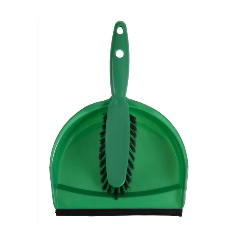 Jantex Soft Dustpan and Brush Set, Green, 220mm Wide, Colour