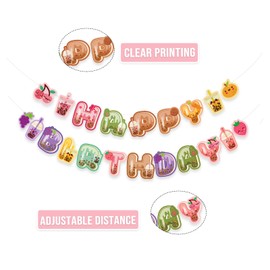 Bubble Milk Tea Happy Birthday Banner Milk Tea Birthday Bunting Banner Kids Women Man Birthday Party Boba Tea Party Decorations
