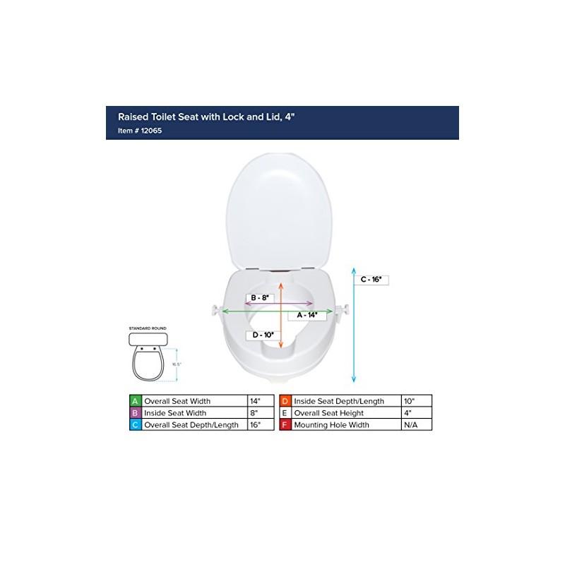 Drive Medical Raised Toilet Seat with Lock and Lid, Standard