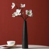 8.5 Inch Tall Conic Black Ceramic Flower Vase Small Bud