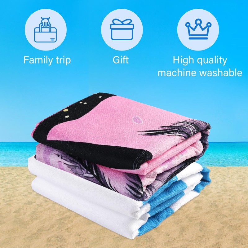 VZZNN 2Pcs Large Microfibre Beach Bath Towel - Quick Dry