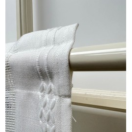 GOHD Country Road Tiers Kitchen Curtains Boho Jacquard Stripe Tassel Bathroom Window Curtain 3 Size, 100% Polyester(36in,Ivory)