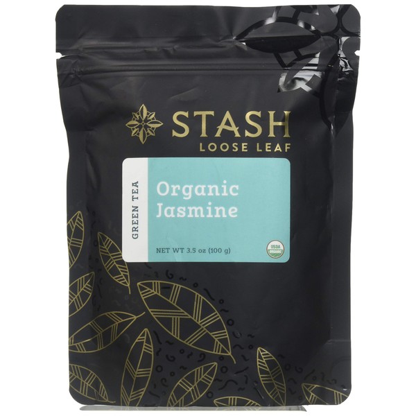 Stash Tea Organic Jasmine Green Loose Leaf Tea 3.5 Ounce Pouch Loose Leaf Premium Organic Green Tea for Use with Tea Infusers Tea Strainers or Teapots, Drink Hot or Iced, Sweetened or Plain