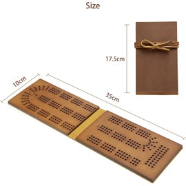 Travel Cribbage Board Game Leather & Solid Bambo-Wood Pocket Sized Tiny Card Game Board