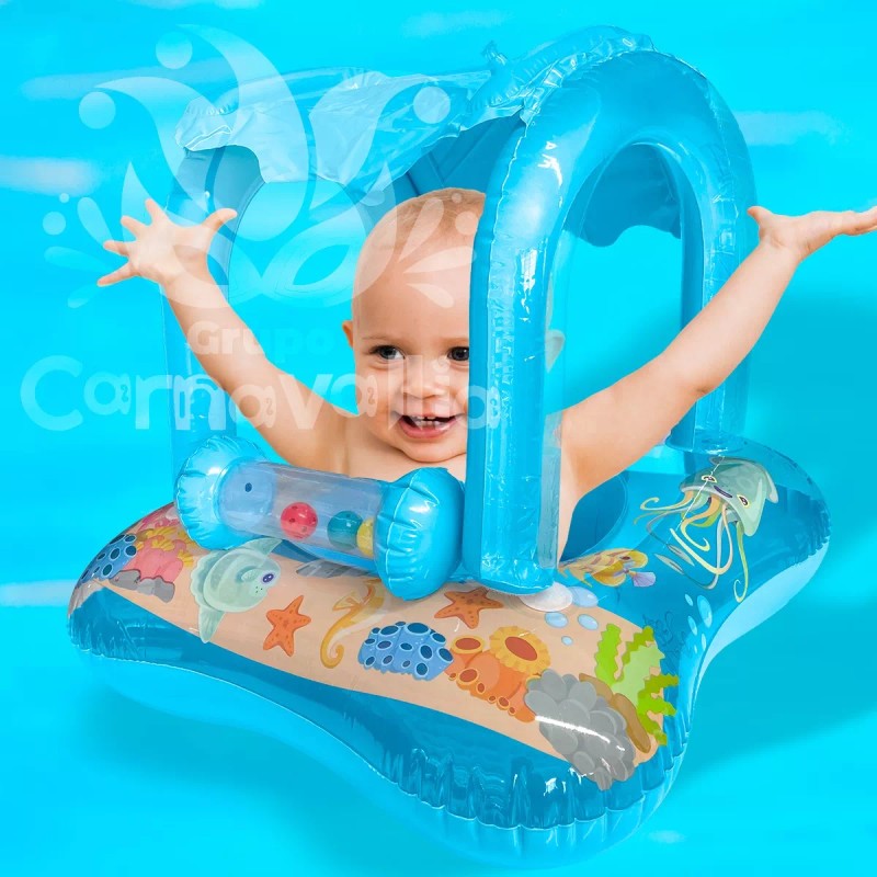 Grupo Carnavallia Salvavidas Inflable Infantil Azul Con Techo Para Bebé