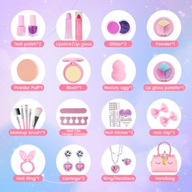 Kids Makeup Kit for Girls, Washable Makeup kit Toys, with Cute Unicorn Bag, Real Make up Set for Kid Little Toddlers Princess Christmas Birthday Gifts Age 6 7 8 9 10 11 12
