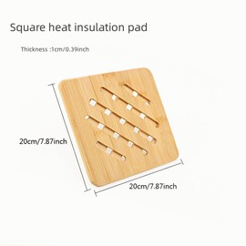 Natural Bamboo Ceramic Pot Tray Heat Bowls Insulation pad, Durable Anti-Hot Insulation pad for Hot Dishes, Bowl, Teapot, Hot Pot Holders Tray Soup Bowl Tray Table mat (7.87 * 7.87, Square)