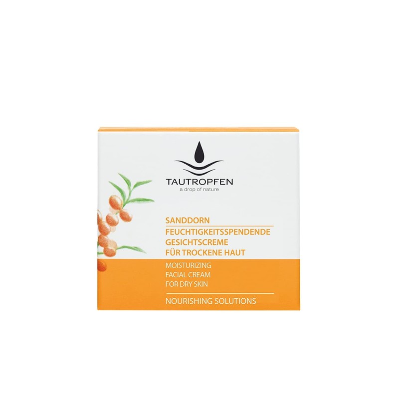 TAUTROPFEN Naturkosmetik, Sanddorn, Feuchtigkeitsspendende Gesichtscreme für trockene und fettarme Haut,