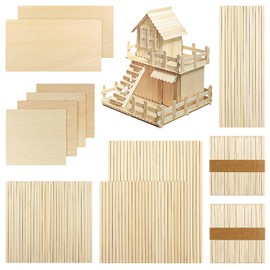 DOITEM Pack of 281 Natural Wood Craft Round Sticks Lollipop Sticks Balsa Wood for Crafts Natural Wooden Dowel Sticks