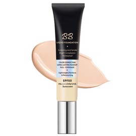 ARCHIDATE BB Cream with SPF 50, Waterproof Long Lasting Full Coverage Fine Line, Redness and Dark Circles, Hide Pores, Evens Skin Tone, Lightweight Hydrating BB Cream for All Skin Types (Natural)