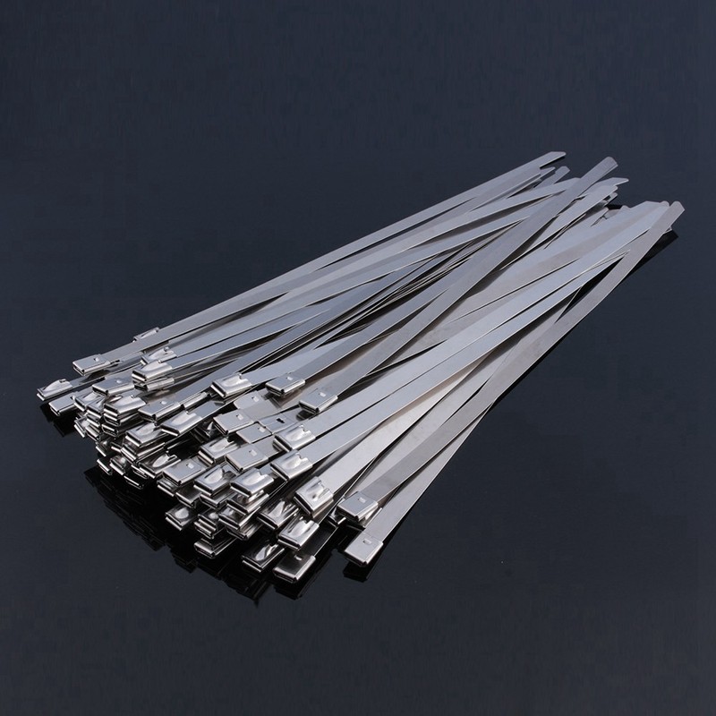 50pcs 12" Stainless Steel Exhaust Wrap Coated Self Locking Cable