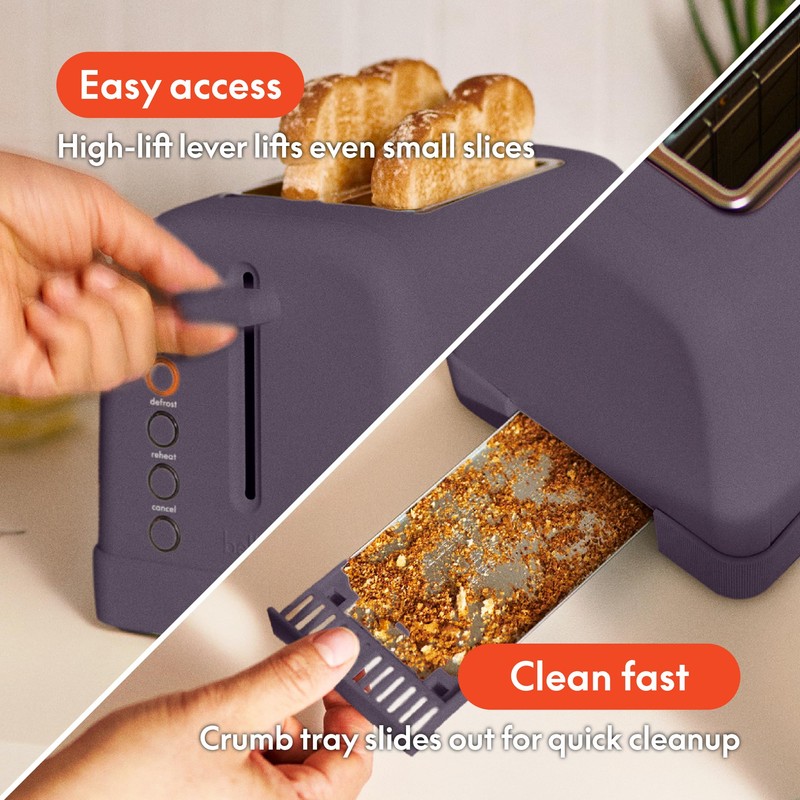 bella 2 Slice Toaster, 6 Setting Shade Control w Reheat,