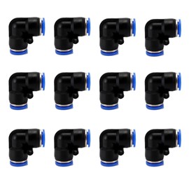 12 Pcs 90 Degree Elbow Push to Connect Fittings Pneumatic Tubes, Quick Release PV Air Line Adapter for Pipe Tube (6MM)