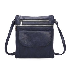 Women's Lighweight Multi-pockets Slim Handbag Sling Shoulder Crossbody Bag -NAVY