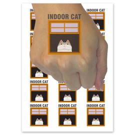 Indoor Cat in Window Temporary Tattoo Water Resistant Fake Body Art Set Collection - 15 2" Tattoos (1 Sheet)