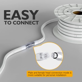 HRGXYUN LED Neon Rope Light, 98ft LED Neon with Dimmable,LED Neon Strip Light Outdoor Waterproof,ETL Listed Warm White Led Rope Lights for Supermarket,High Building, Party,110v(dimmer not Included)