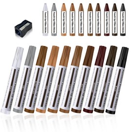 Flybunny Repair Pen Wooden Furniture Floor Scratch Repair Markers and Wax Sticks Set of 21 for Stains, Scratches, Wood Floors, Tables, Desks, Carpenters, Bedposts, Touch Ups, and Cover Ups