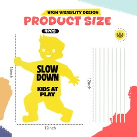 Memorywuu Memorywuu 4 Pack Slow Down Kids at Play Signs Street Safety Sign 16 x 12 Inches Plastic Children Playing Safety Sign Neighborhood Street Caution Yard Signs(Boy)