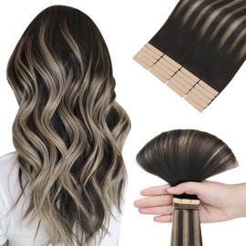 hotbanana Tape in Hair Extensions, 14 Inch Tape in Hair Extensions Human Hair 20pcs 50g Natural Black to Light Blonde Tape Hair Extensions Straight Remy Human Hair Tape in Extensions
