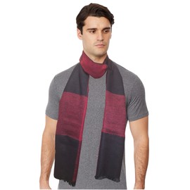 A&T Men's Soft and Cosy Red and Black Scarf Long Warm Lightweight Winter Scarf Scarves 180 cm x 30 cm with Gift Box