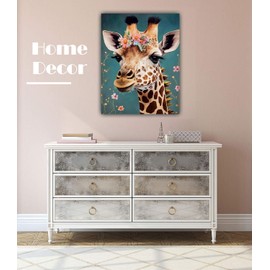 NANASUGUR Paint by Numbers Adults, DIY Hand-Painted Oil Painting Kits for Home Decor, Canvas Painting Gift for Adults, Beginners, Children, Giraffe 40 x 50 cm, Without Frame