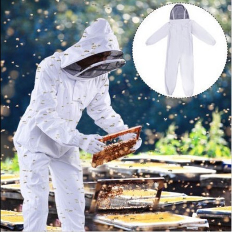 Professional Bee Suit Comfortable Breathable White Double Side Large Pocket