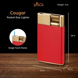 Visol Cougar Single Flame Butane Torch Refillable Gas Lighter (Shipped Without Butane)